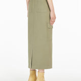 Gonna lunga in canvas di cotone 2515101071 002 MAX MARA WEEKEND Verde 