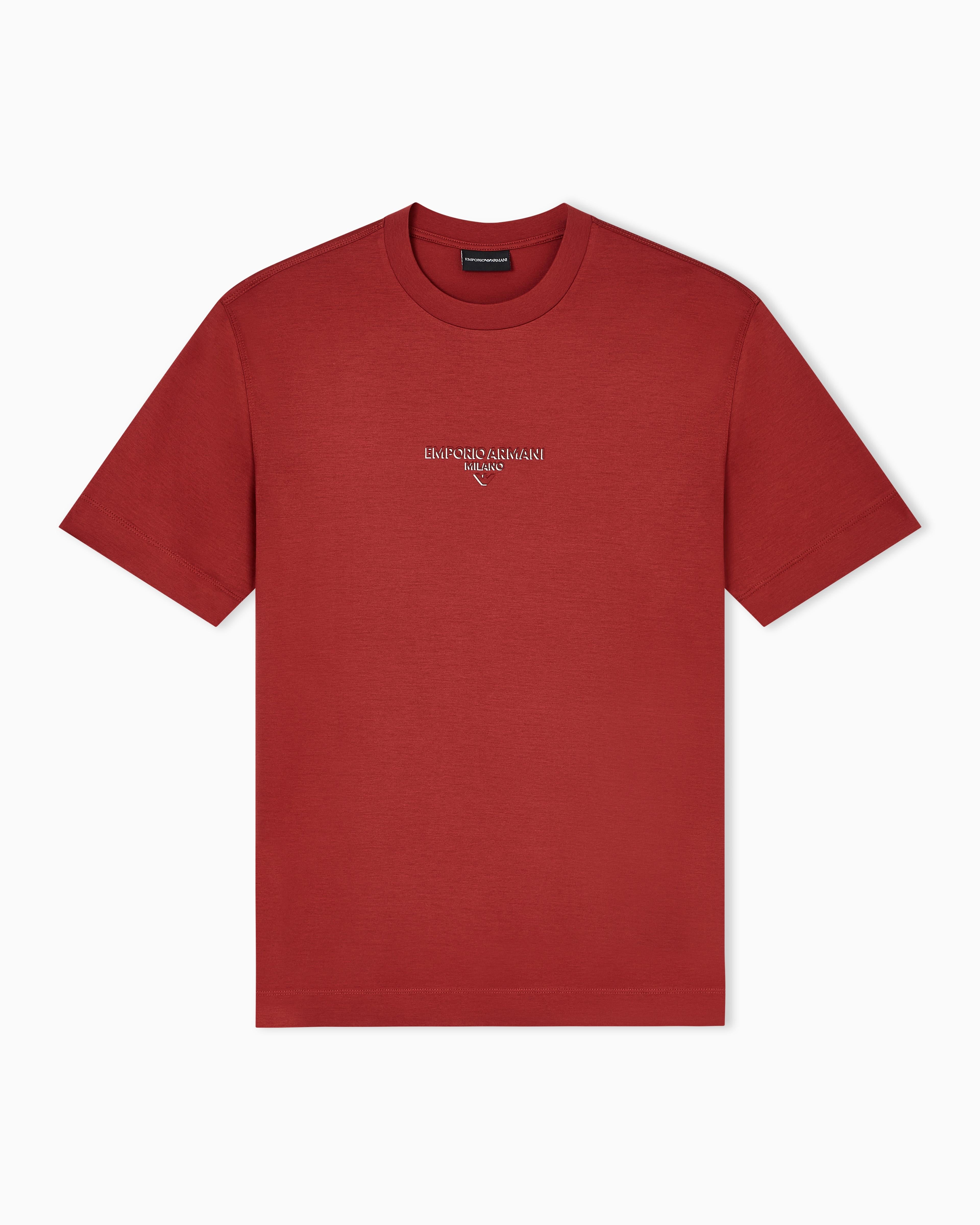 T-shirt in jersey misto lyocell con logo effetto 3D EM002838 AF10761 U5035 EMPORIO ARMANI Red ochre 