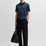 Polo in cotone mercerizzato con micromotivo 50532246 10269508 01 404 BOSS Dark blue 