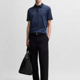 Polo in cotone mercerizzato con micromotivo 50532246 10269508 01 404 BOSS Dark blue 