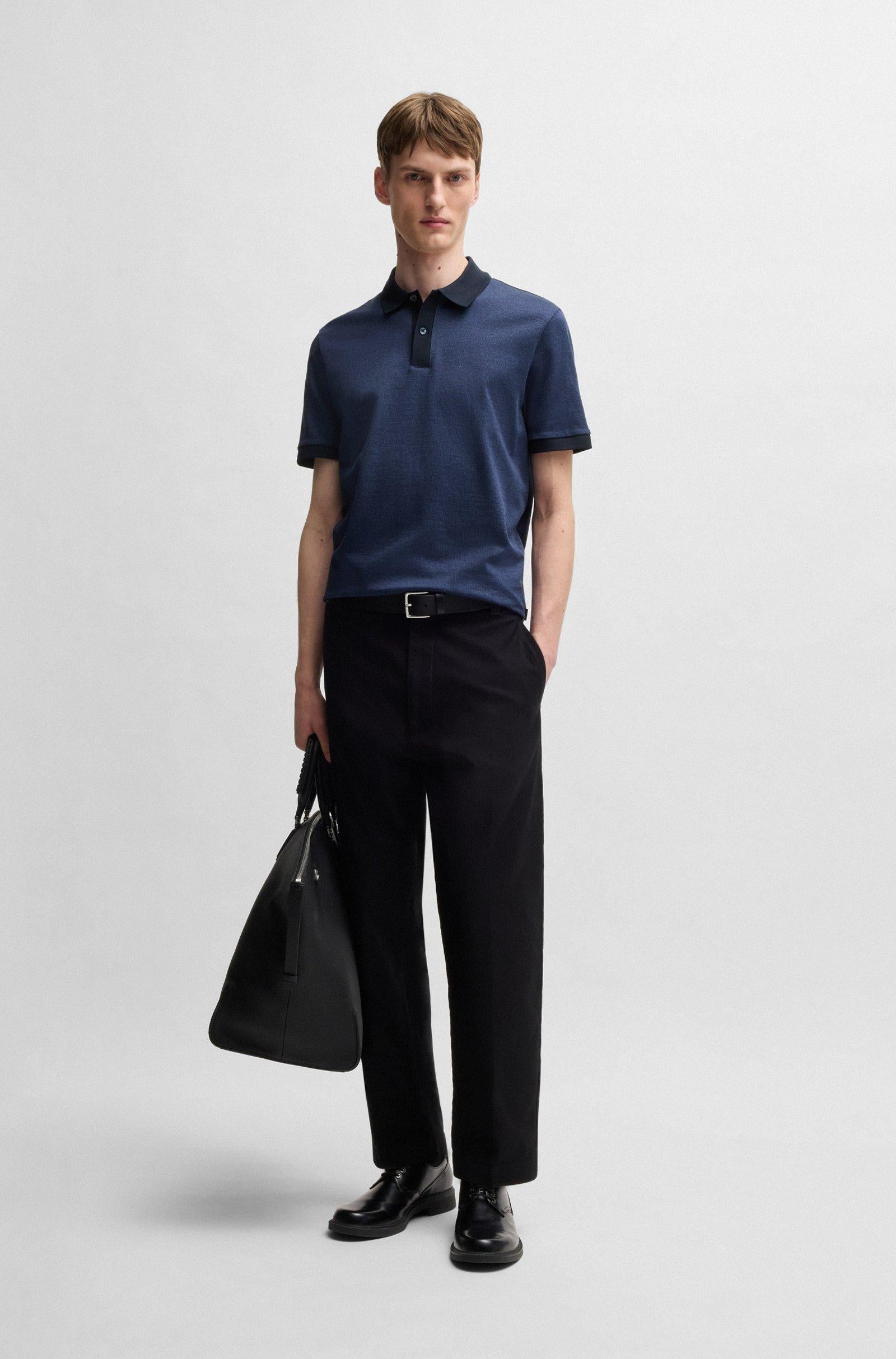 Polo in cotone mercerizzato con micromotivo 50532246 10269508 01 404 BOSS Dark blue 