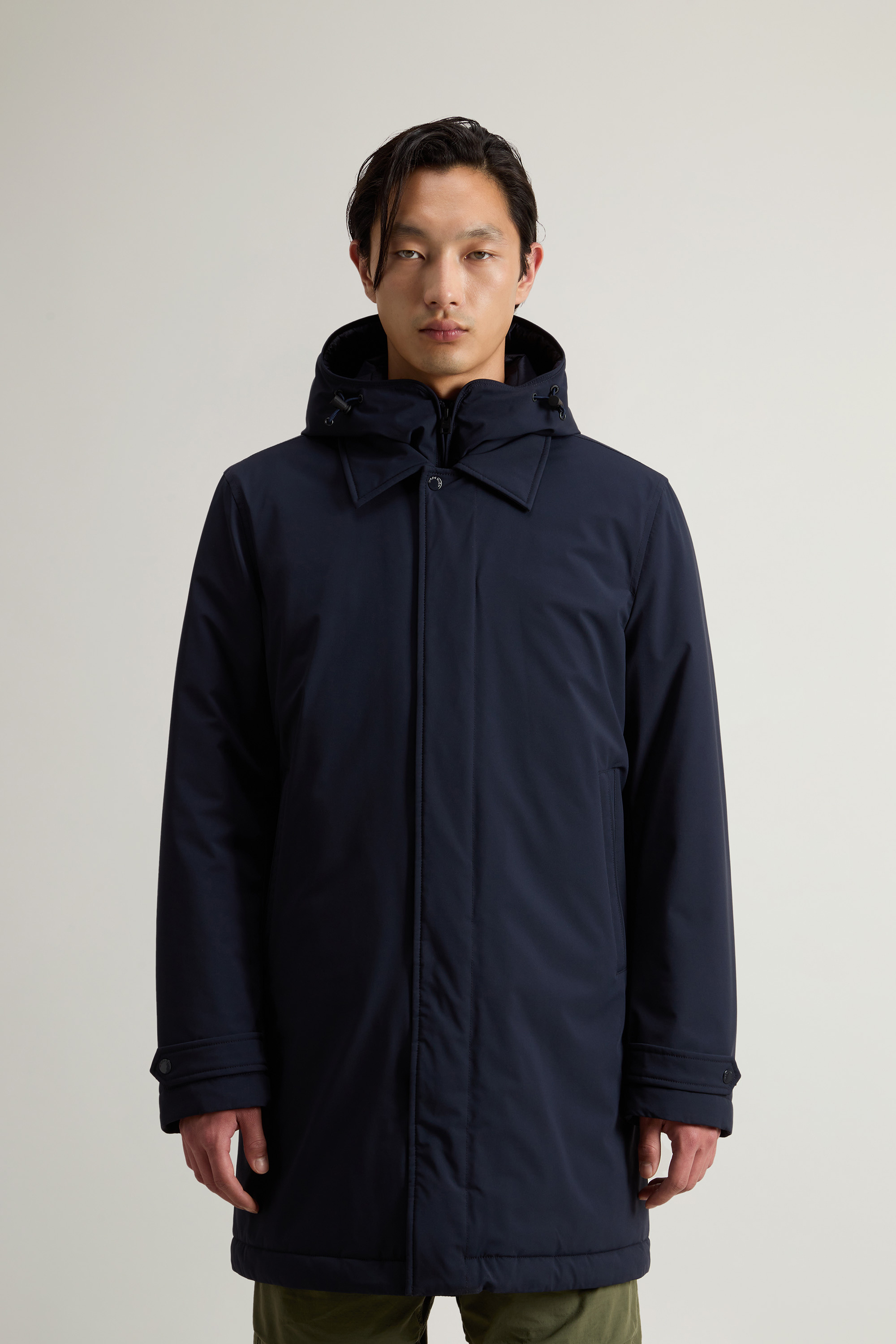 Giaccone con cappuccio CFWOOU0928MRUT3339 3989 WOOLRICH Melton blue 