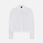 Camicia cropped in cotone con logo 106249A32L Z04 PINKO Bianco brill. 