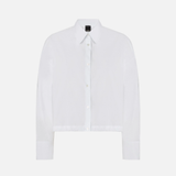 Camicia cropped in cotone con logo 106249A32L Z04 PINKO Bianco brill. 