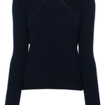 Maglia girocollo in cannetè di lana 104020A15S G03 PINKO Blu marino cupo 