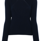 Maglia girocollo in cannetè di lana 104020A15S G03 PINKO Blu marino cupo 