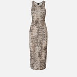 Abito midi aderente a costine con stampa snake 106993A3DP CZ9 PINKO Beige/nero 