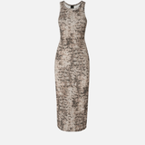 Abito midi aderente a costine con stampa snake 106993A3DP CZ9 PINKO Beige/nero 