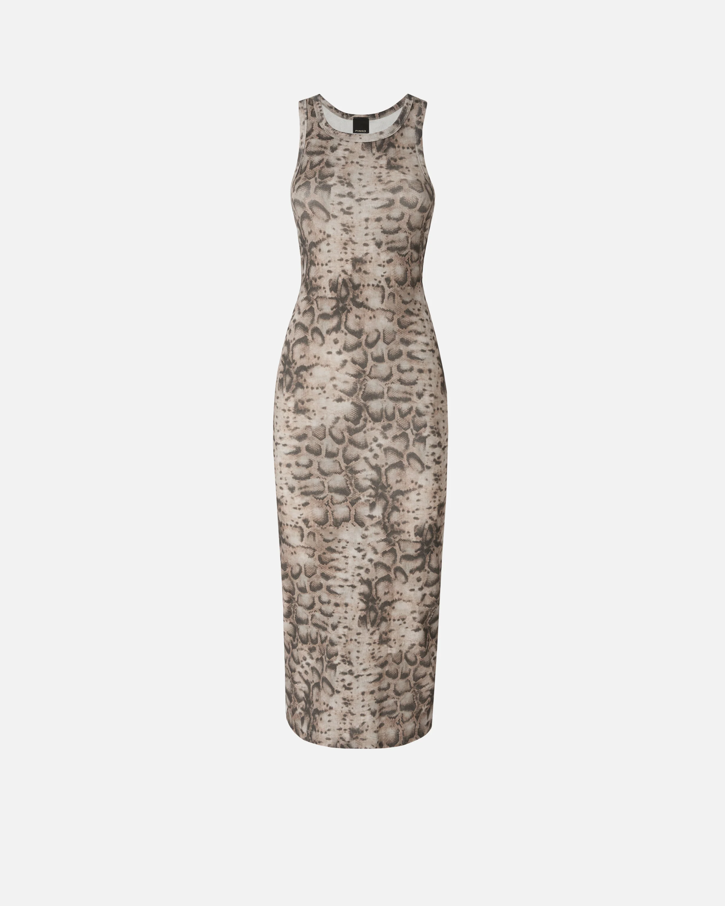 Abito midi aderente a costine con stampa snake 106993A3DP CZ9 PINKO Beige/nero 