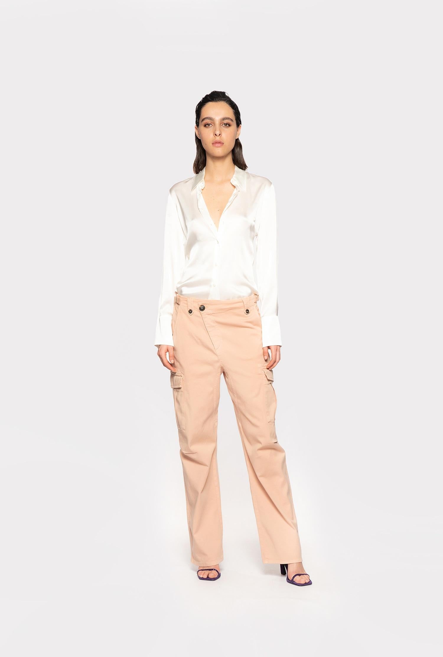 Camicia in satin di seta 100612ZR64 Z05 PINKO Bianco 