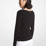 Pullover in maglia stretch a coste MS360MM33D 001 MICHAEL KORS Black 