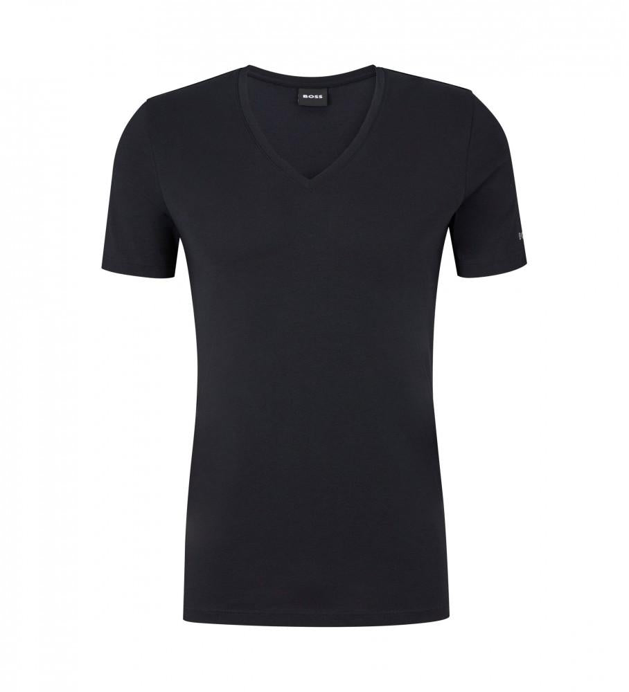 T-Shirt scollo a V 50475415 10243551 01 001 BOSS Black 