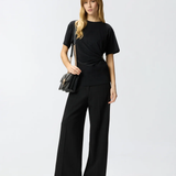 T-shirt con drappeggio e dettaglio dorato 106455A35D Z99 PINKO Nero limousine 