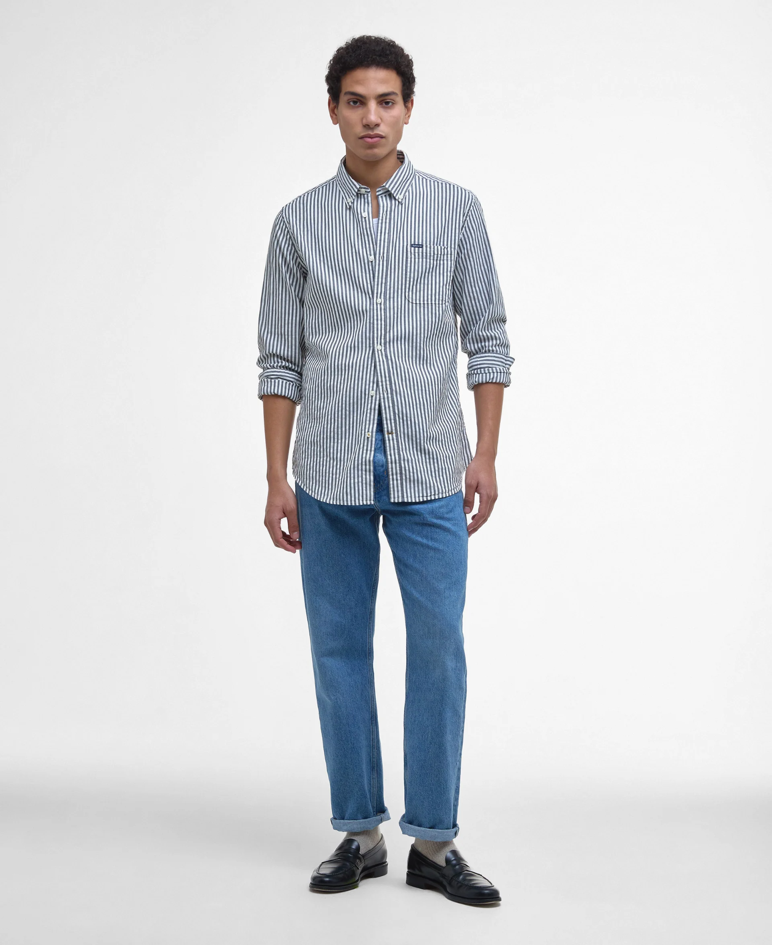 Camicia in cotone seersucker MSH5577 MSH NY91 BARBOUR Navy 