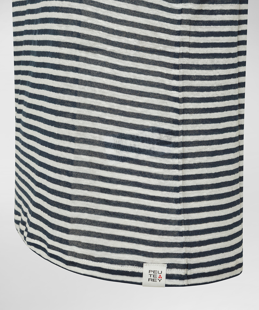 T-Shirt manica corta a righe PED5343 99012278 RI015 PEUTEREY Bianco/blu 
