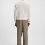 Maglia girocollo in lana e cotone 50549985 10274948 01 131 BOSS Open white 
