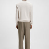 Maglia girocollo in lana e cotone 50549985 10274948 01 131 BOSS Open white 