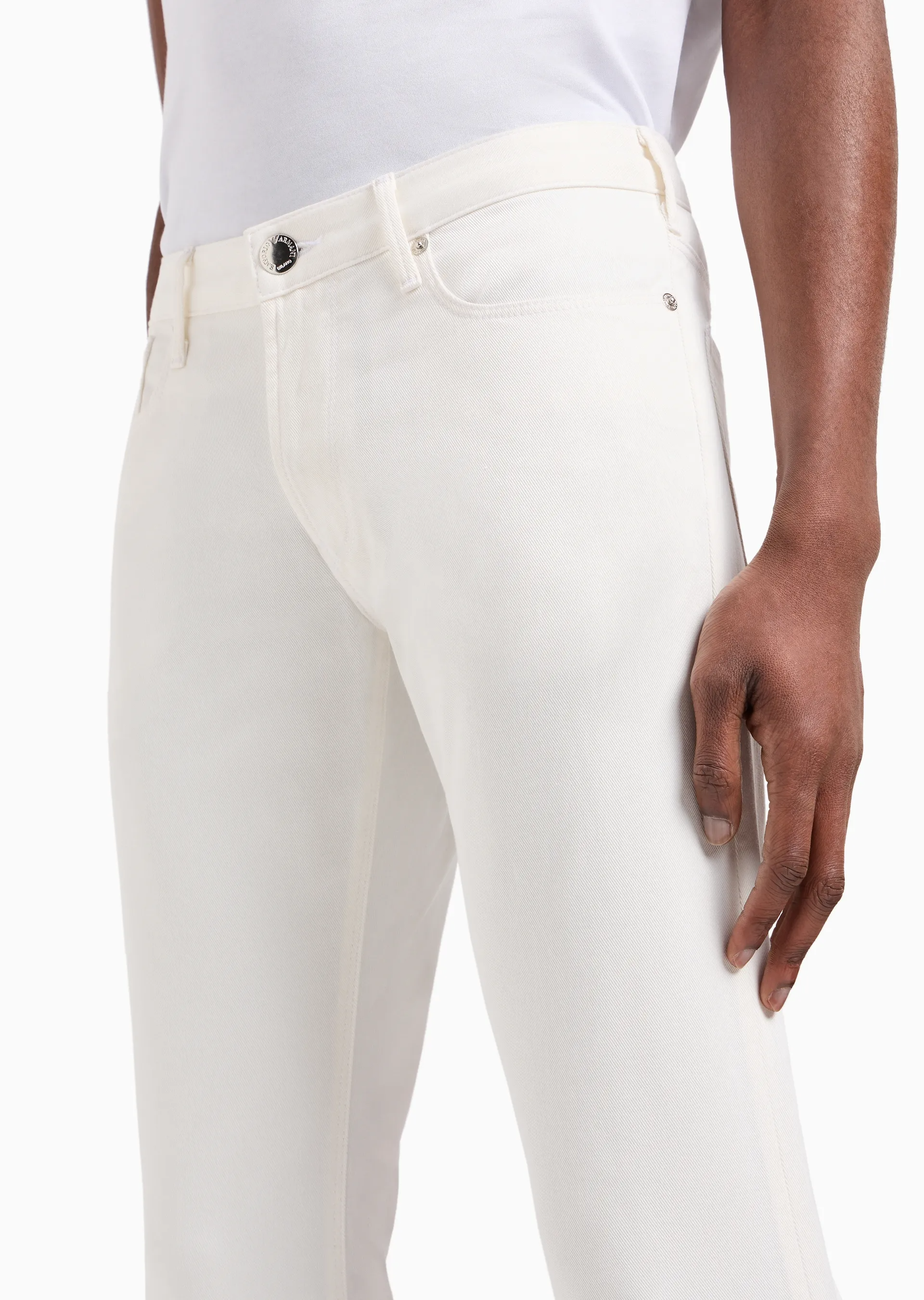 Pantaloni slim fit in twill stretch 8N1J06 1NJ9Z 0101 EMPORIO ARMANI Bianco caldo 