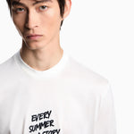 T-shirt in jersey misto lyocell con ricamo frase summer mood ASV EM003649 AF18312 U0003 EMPORIO ARMANI Snow white 