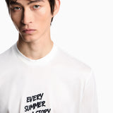 T-shirt in jersey misto lyocell con ricamo frase summer mood ASV EM003649 AF18312 U0003 EMPORIO ARMANI Snow white 