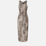 Abito midi aderente a costine con stampa snake 106993A3DP CZ9 PINKO Beige/nero 