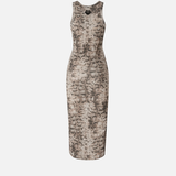 Abito midi aderente a costine con stampa snake 106993A3DP CZ9 PINKO Beige/nero 