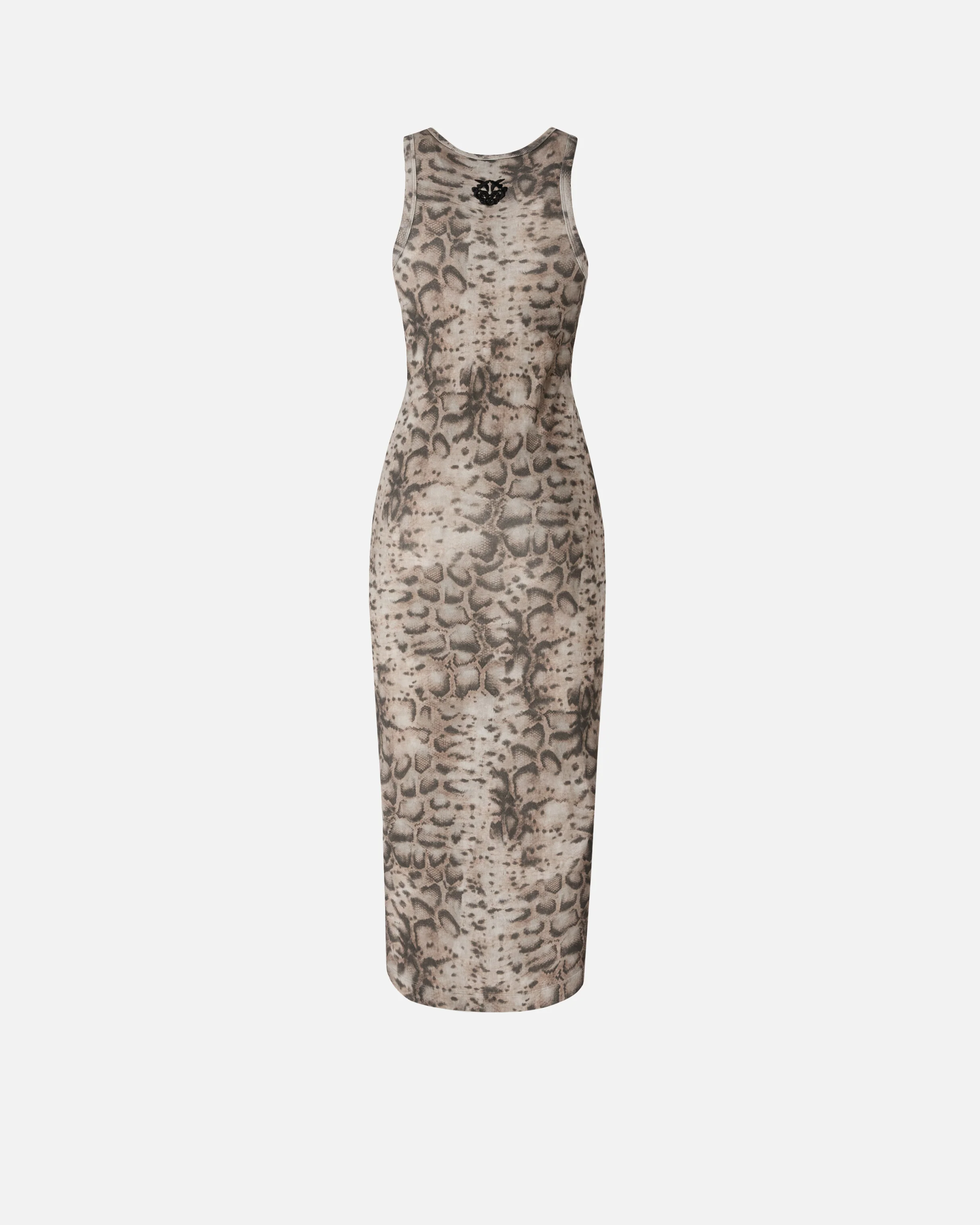 Abito midi aderente a costine con stampa snake 106993A3DP CZ9 PINKO Beige/nero 