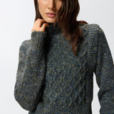 Dolcevita in maglia a trecce 105968A2YB IG1 PINKO Grigio/ble/verde 