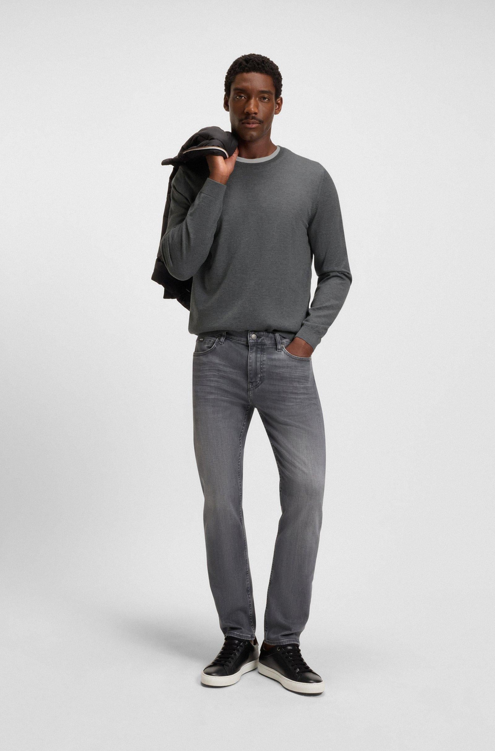 Maglia girocollo in merinos 50468239 10241501 01 030 BOSS Medium grey 