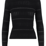 Maglia a costine con righe metallizzate 104735A2FC Z99 PINKO Nero limousine 