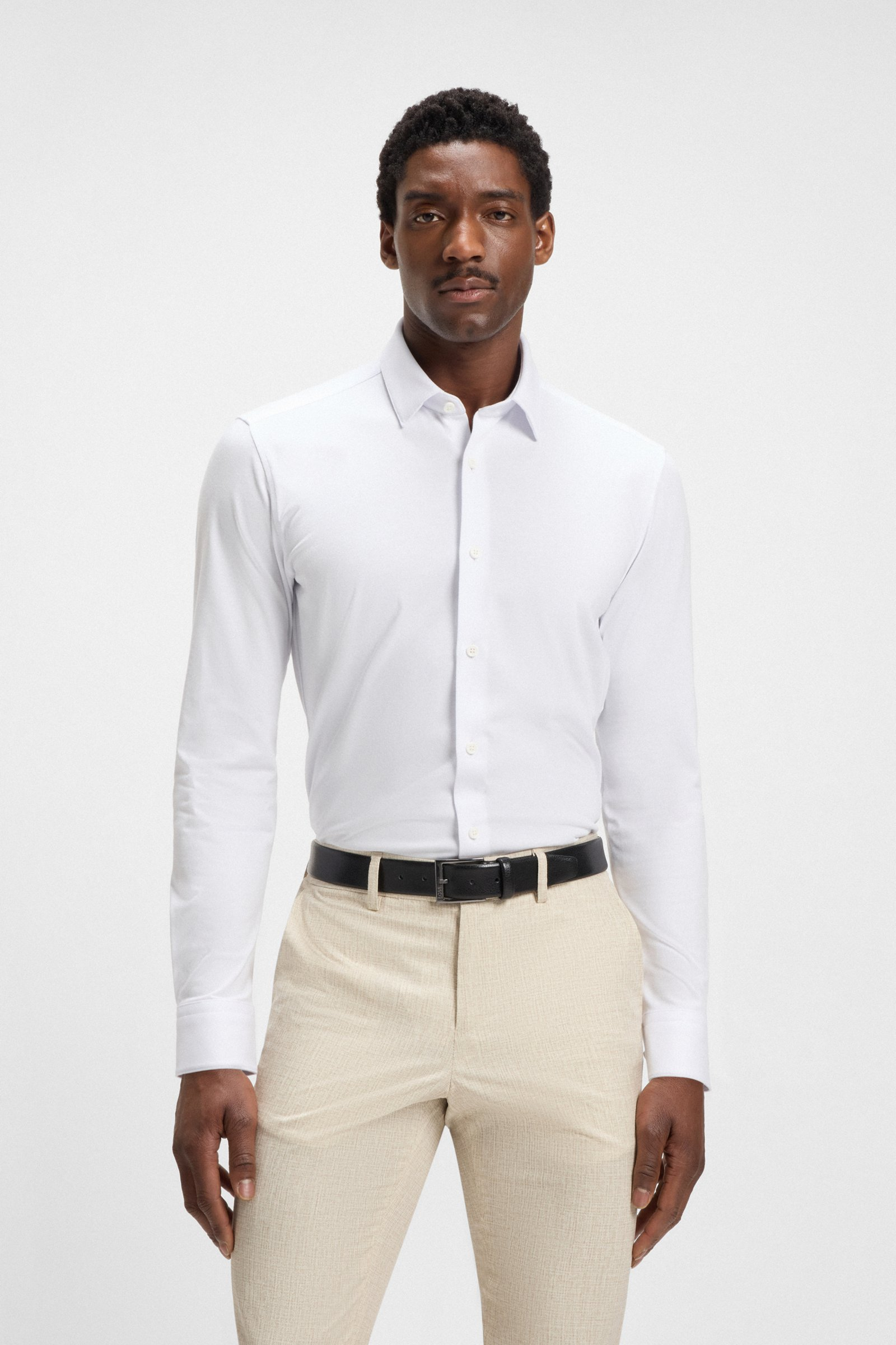 Camicia in jersey 50474283 10239269 01 100 BOSS White 