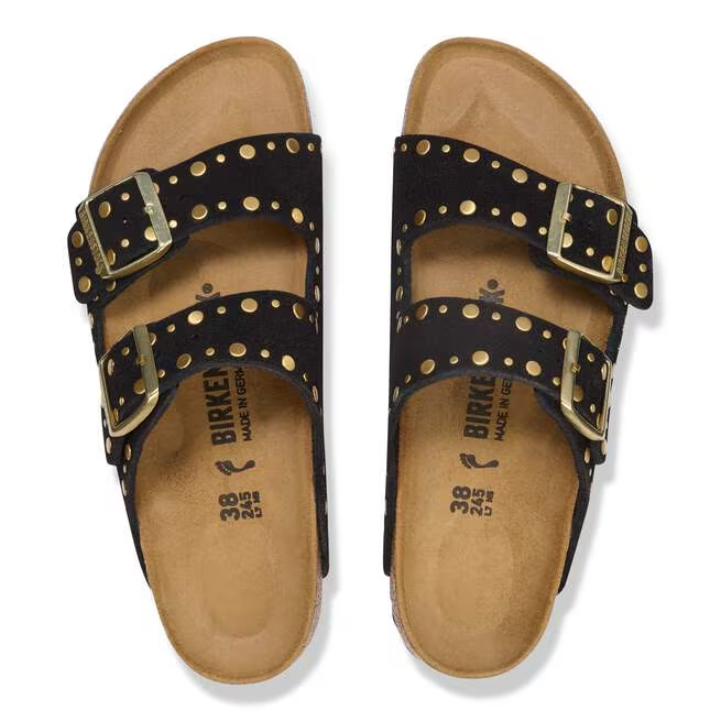 Ciabatta in pelle scamosciata con rivetti ARIZONA RIVET 1030348 BLACK BIRKENSTOCK Black 