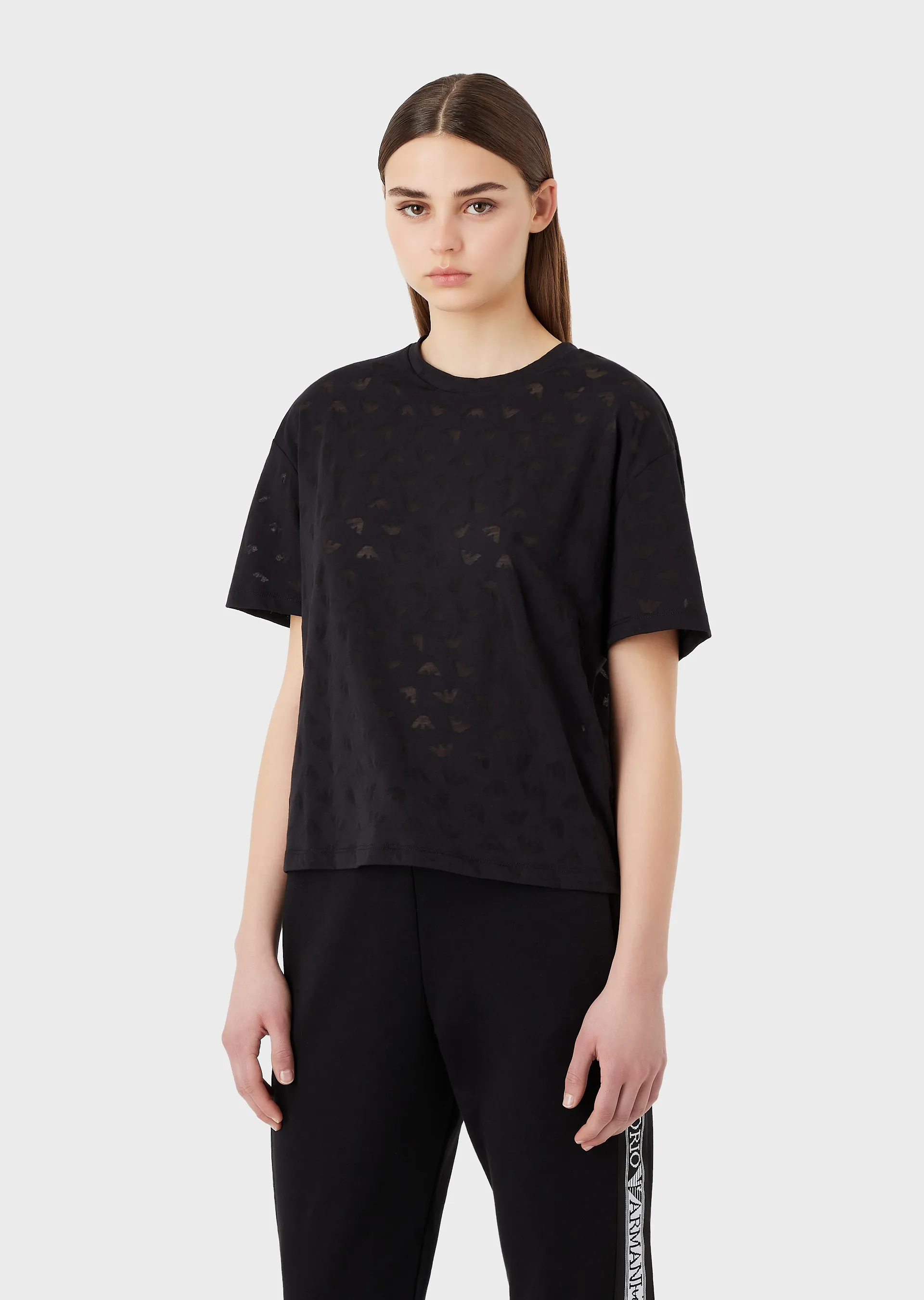 T-shirt in jersey devoré eagle all over 3R2T7F 2JWBZ 0999 EMPORIO ARMANI Black 