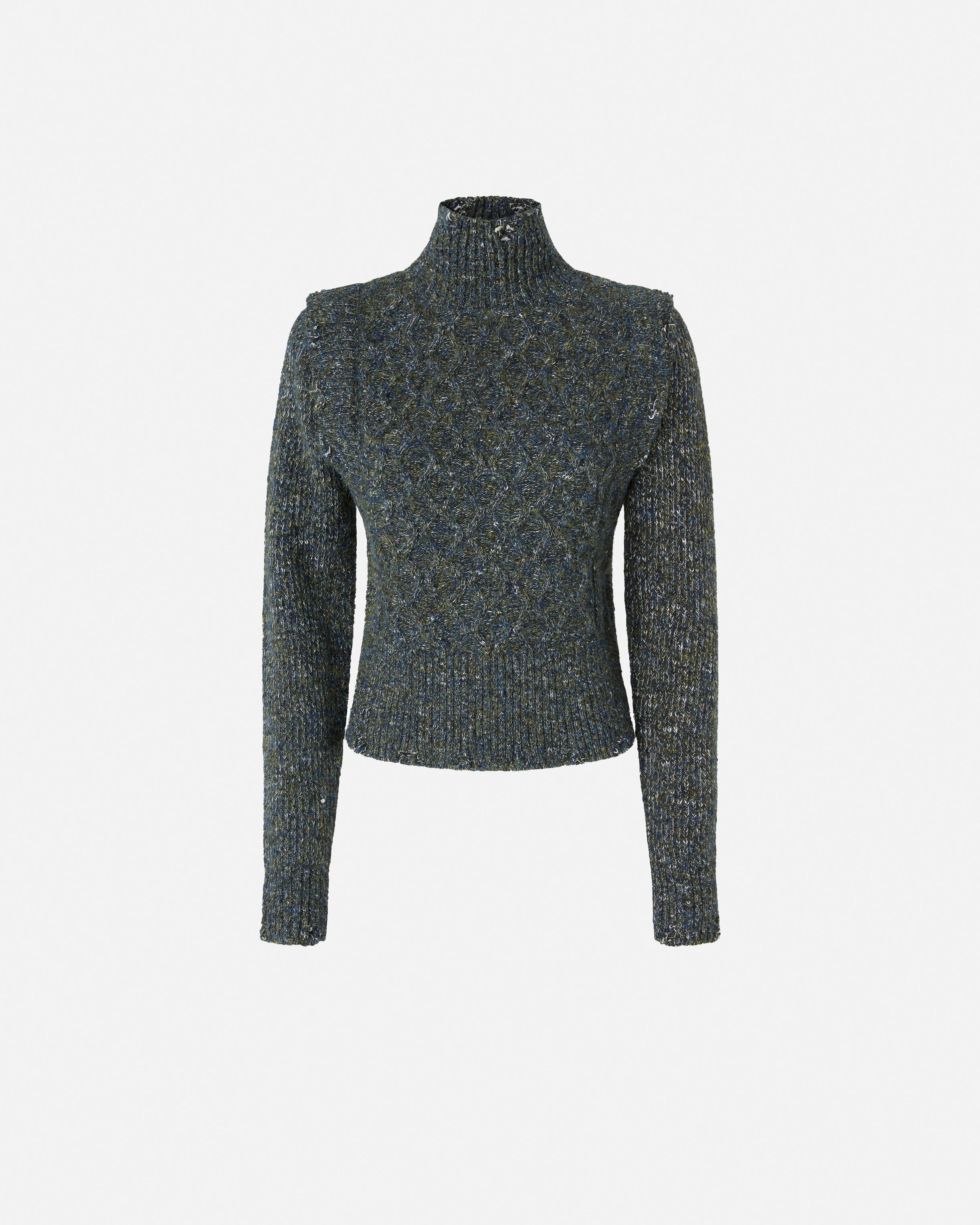 Dolcevita in maglia a trecce 105968A2YB IG1 PINKO Grigio/ble/verde 