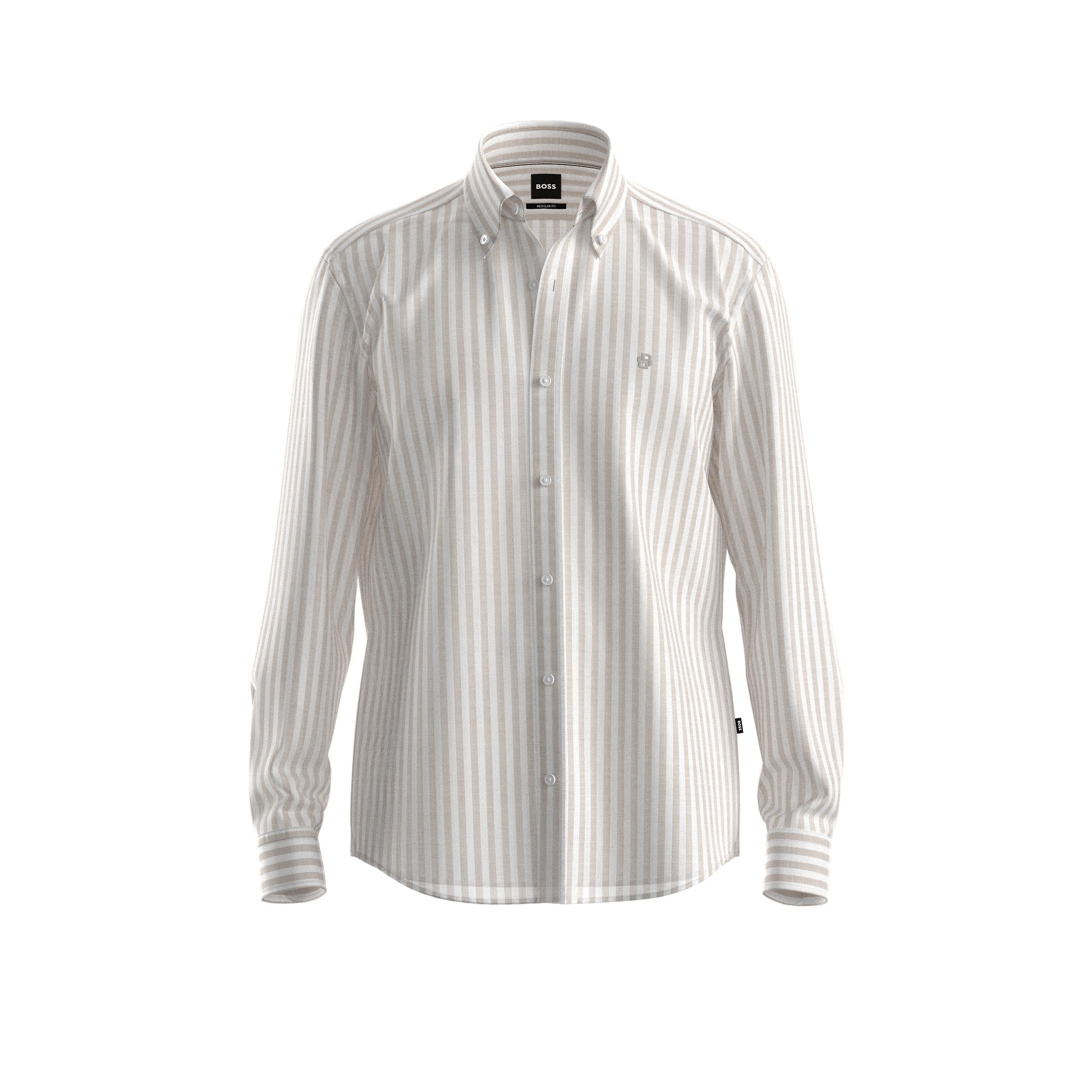 Camicia button down in lino 50560595 10279014 01 286 BOSS Open beige 