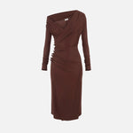 Abito in jersey con bottoni gioiello AB82257E2 EA3 ELISABETTA FRANCHI Coffee 