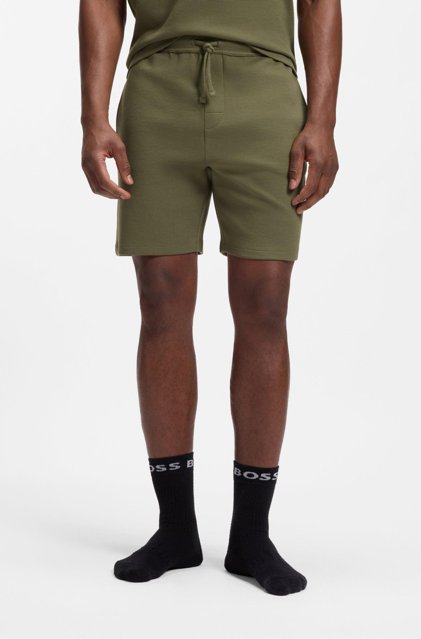 Bermuda in misto cotone con logo ricamato 50535884 10269584 01 350 BOSS Open green 