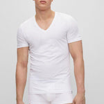 T-Shirt scollo a V 50475415 10243551 01 100 BOSS White 