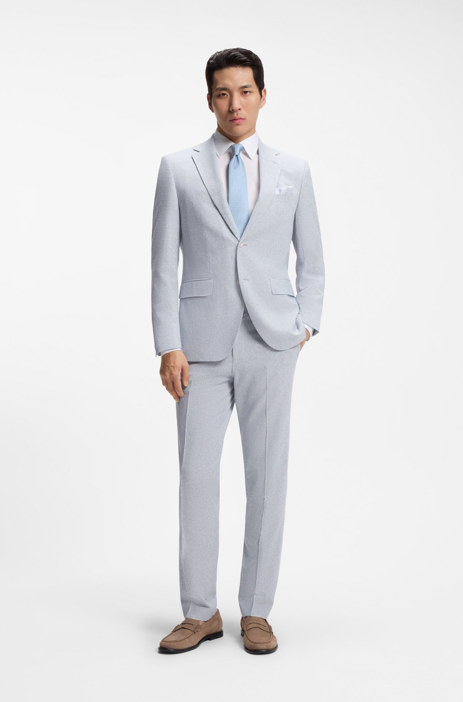 Abito due pezzi regular fit in bouclé elasticizzato 50561822 10279246 01 466 BOSS Light blue 