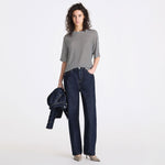 T-shirt a righe in misto lino PED5343 99012278 RI015 PEUTEREY Bianco/blu 