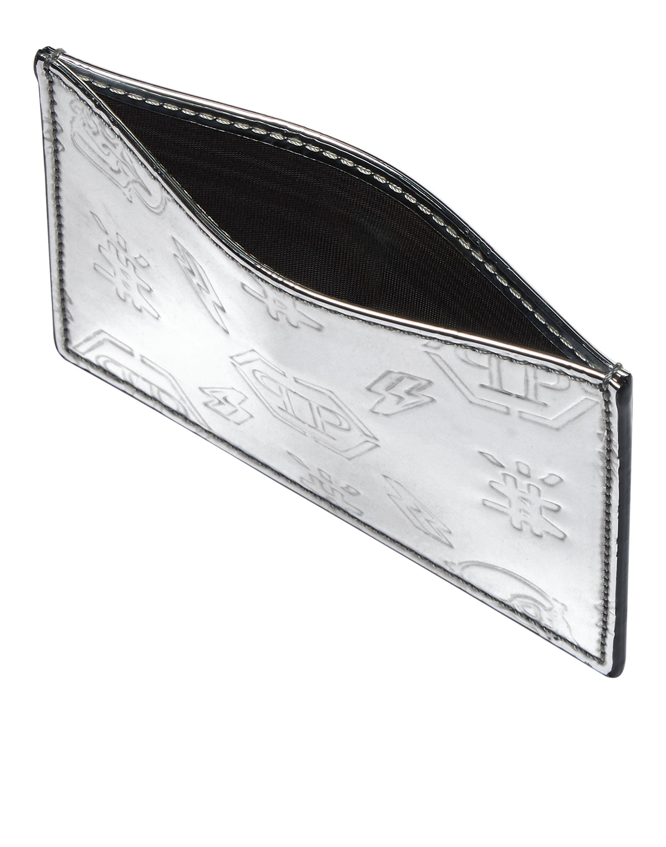 Portacarte in pelle specchiata MVG0513 PLE010N 70 PHILIPP PLEIN Silver 