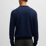 Maglia girocollo in lana fantasia 50526989 10265613 01 404 BOSS Dark blue 