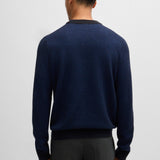 Maglia girocollo in lana fantasia 50526989 10265613 01 404 BOSS Dark blue 