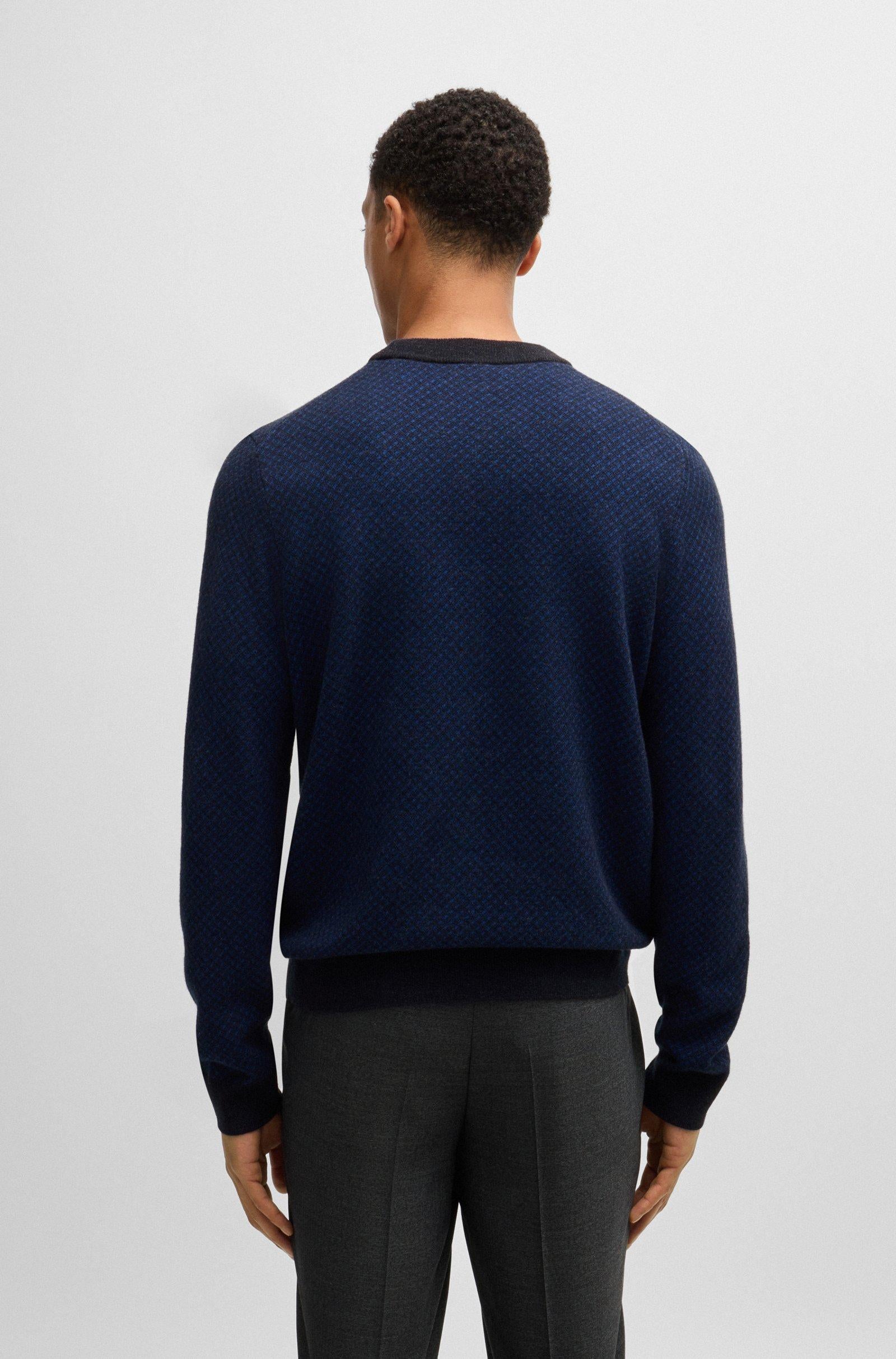 Maglia girocollo in lana fantasia 50526989 10265613 01 404 BOSS Dark blue 