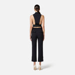 Pantaloni smoking in crêpe con bande in raso PA08651E2 110 ELISABETTA FRANCHI Nero 