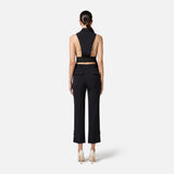 Pantaloni smoking in crêpe con bande in raso PA08651E2 110 ELISABETTA FRANCHI Nero 