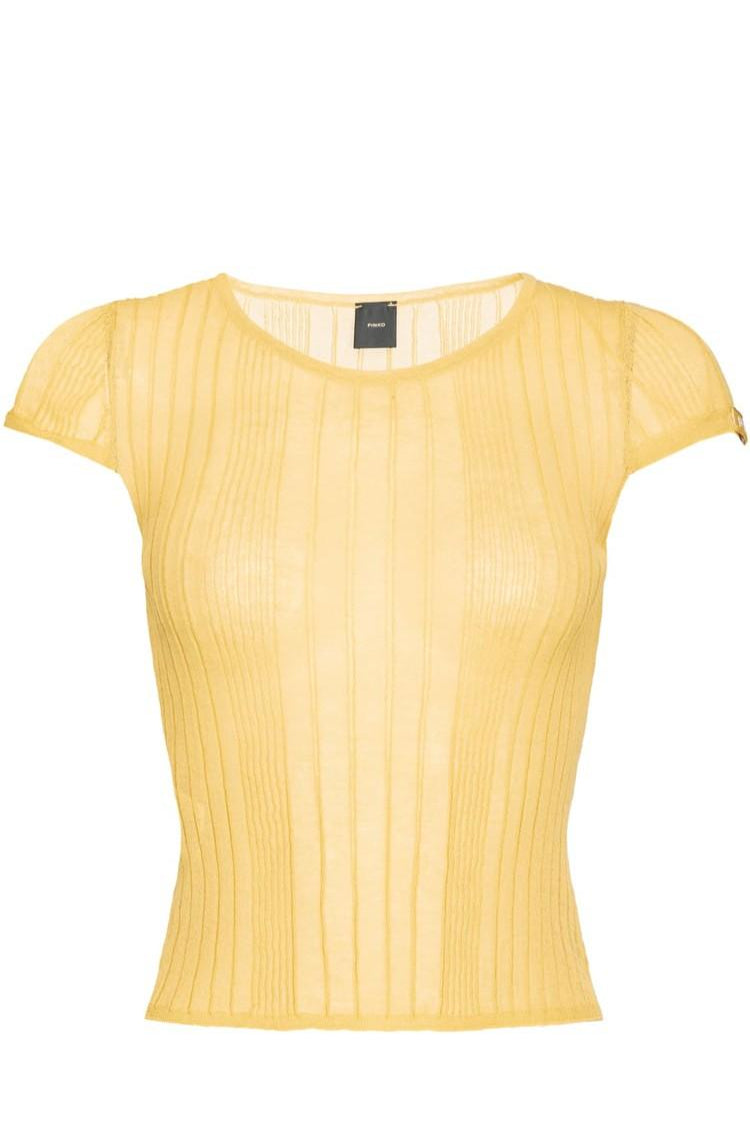 Maglia smanicata 104773A1ND C43 PINKO Giallo canna dindia 