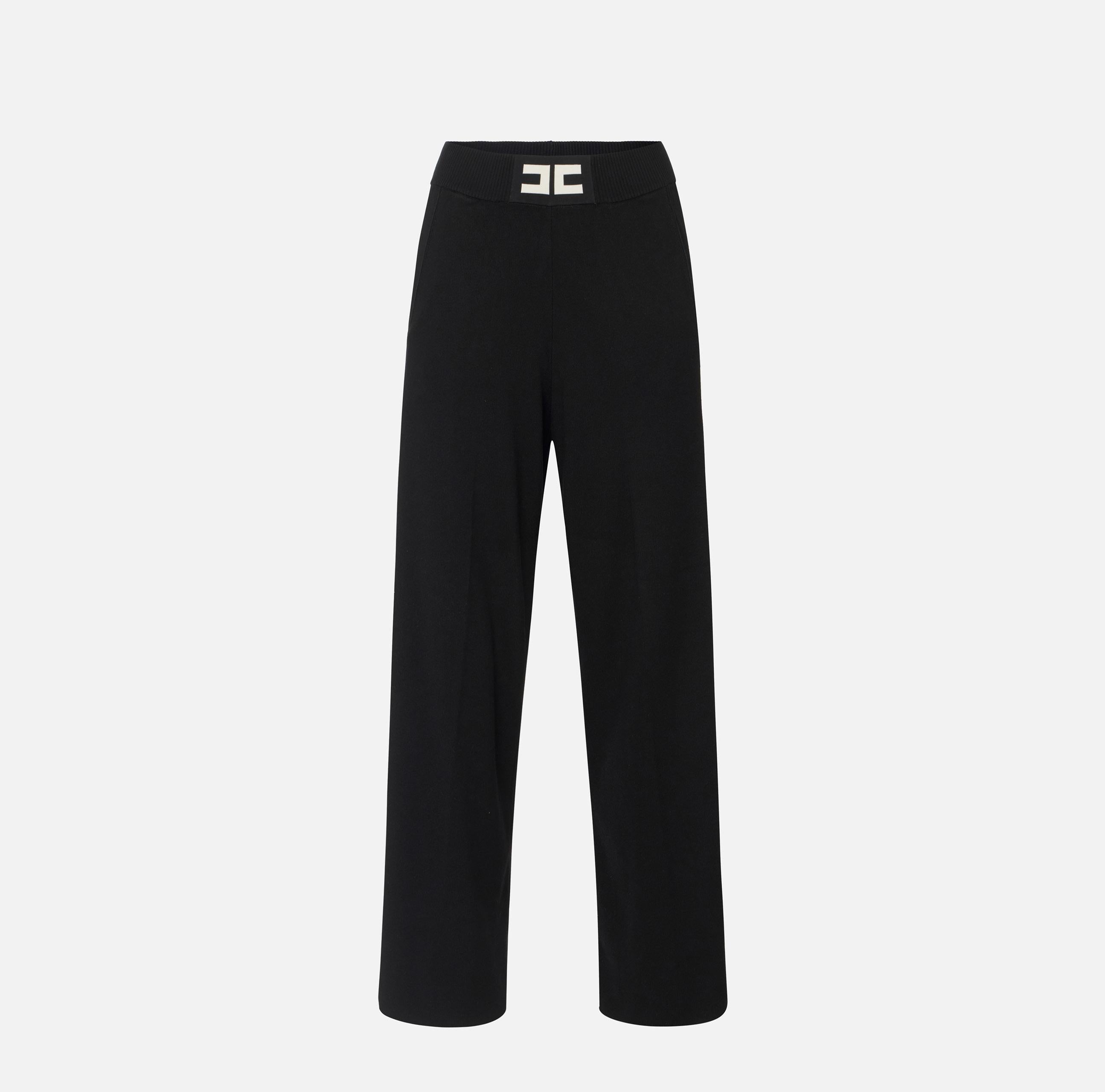 Pantaloni in viscosa con bande lucide KP69S56E2 EF3 ELISABETTA FRANCHI Nero/milk 