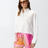 Camicia cropped in cotone con logo 106249A32L Z04 PINKO Bianco brill. 