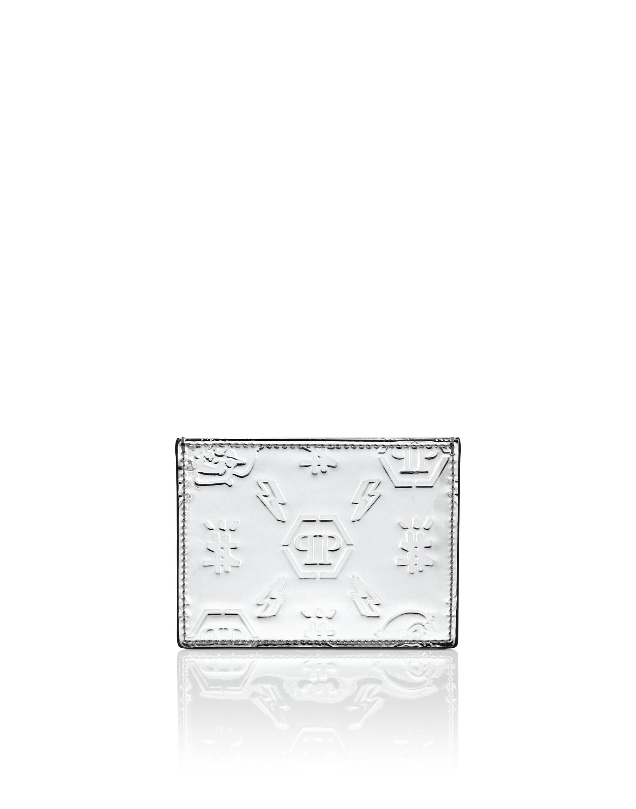 Portacarte in pelle specchiata MVG0513 PLE010N 70 PHILIPP PLEIN Silver 